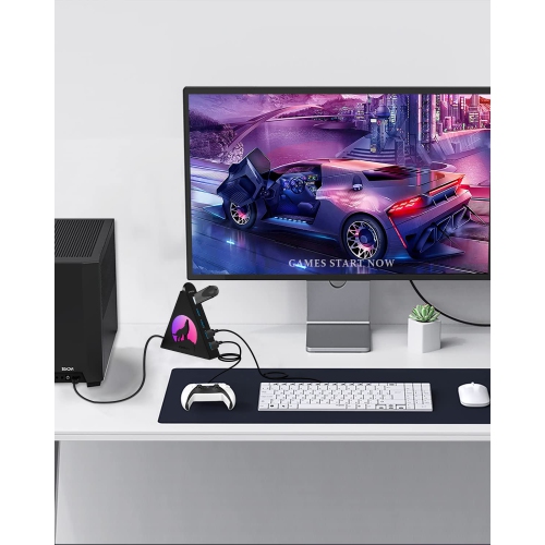 7 Port USB Hub, USB 3.0 Hub with 2 FT Long Cable, Vertical USB Exrension Hub for Laptop, MacBook, Xbox, PS4/5, Flash Drive, XPS, PC, Flash Drive,