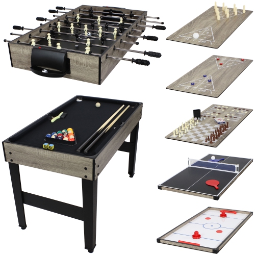 SUNNYDAZE DECOR  Sunnydaze 49.5 In 10-In-1 Game Table With Billiards/foosball - Wood Stain [This review was collected as part of a promotion