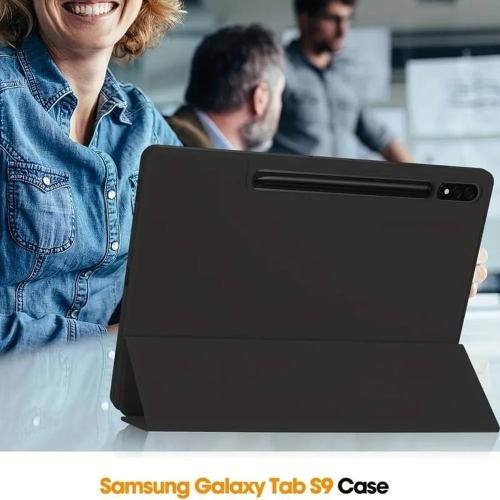 Samsung Galaxy Tab S10 Ultra / Tab S9 Ultra 14.6-Inch Case with S Pen Holder | Shockproof Tri-Fold Stand Tablet Cover | Auto Wake/Sleep | Black