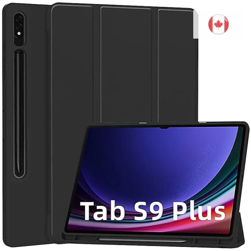 Samsung Galaxy Tab S10 Plus / Tab S9 Plus 14.6-Inch Case with S Pen Holder| Shockproof Tri-Fold Stand Tablet Cover | Auto Wake/Sleep | Black