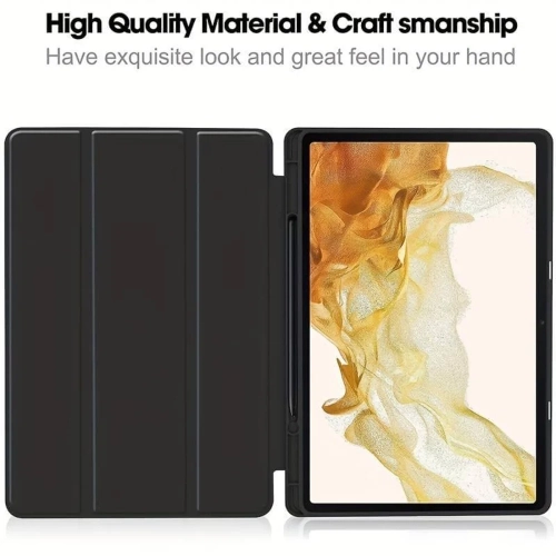 Samsung Galaxy Tab S10 Plus / Tab S9 Plus 14.6-Inch Case with S Pen Holder| Shockproof Tri-Fold Stand Tablet Cover | Auto Wake/Sleep | Black