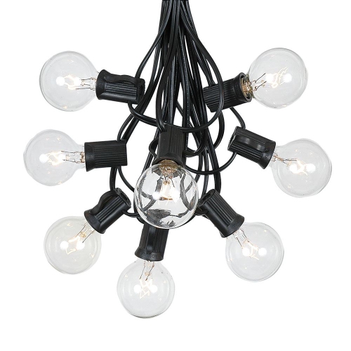 NOVELTY LIGHTS LLC  G40 Patio String Lights w 25 Clear Globe Bulbs – Outdoor String Lights – Market Bistro Café Hanging String Lights – Patio