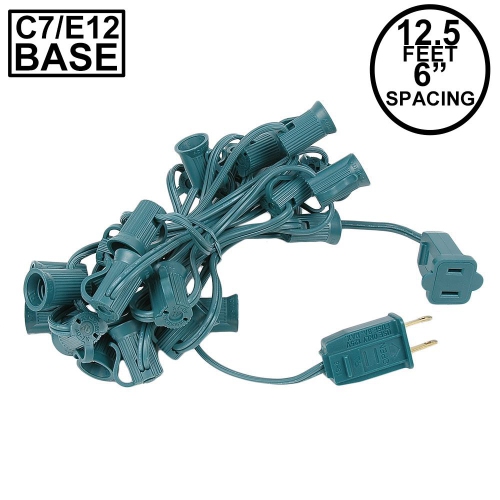 Novelty Lights 25 Socket C7 Outdoor String Light Christmas Stringer - Patio String Lights - Candelabra Base