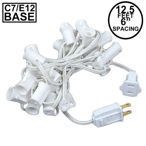 Novelty Lights 25 Socket C7 Outdoor String Light Christmas Stringer - Patio String Lights - Candelabra Base