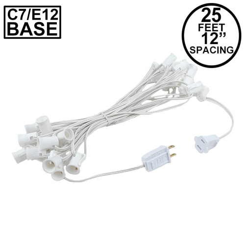 Novelty Lights 25 Socket C7 Outdoor String Light Christmas Stringer - Patio String Lights - Candelabra Base