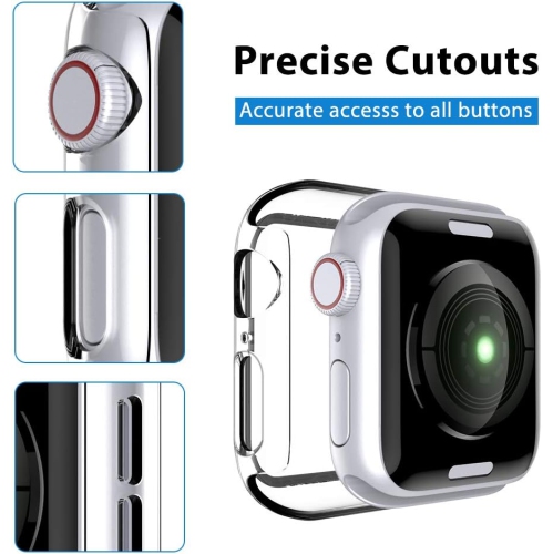 Ensemble de 2 étuis rigides en verre trempé pour Apple Watch Series se/6/5/4 44&nbsp;mm, [Touch Sensitive] [HD Ultra-Thin] Couverture complète pour