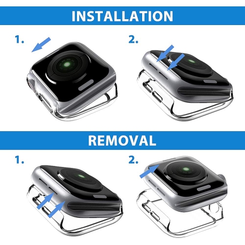 Ensemble de 2 étuis rigides en verre trempé pour Apple Watch Series se/6/5/4 44&nbsp;mm, [Touch Sensitive] [HD Ultra-Thin] Couverture complète pour