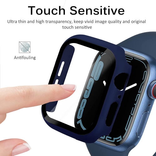 2 Pack Hard PC Case with Tempered Glass Screen Protector for Apple Watch Series SE/6/5/4 44mm, [Touch Sensitive] [HD Ultra-Thin] Full Protective