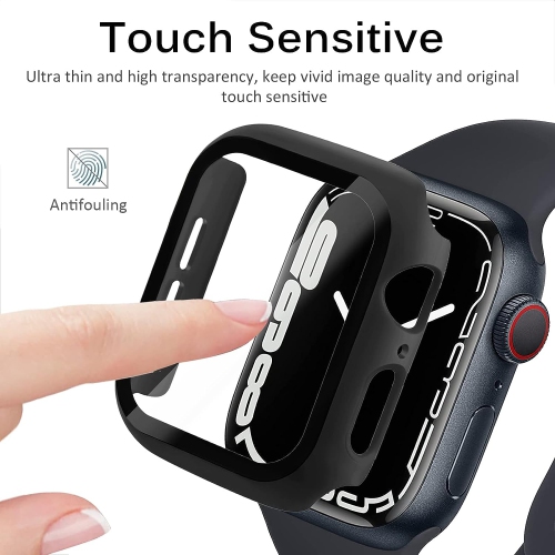 Ensemble de 2 étuis rigides en verre trempé pour Apple Watch Series se/6/5/4 44&nbsp;mm, [Touch Sensitive] [HD Ultra-Thin] Couverture de protection