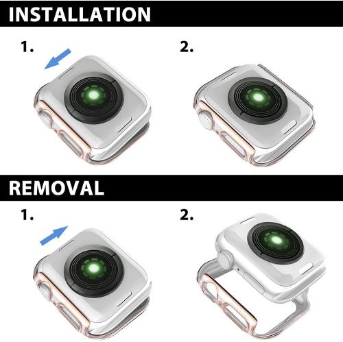 Ensemble de 2 étuis rigides en verre trempé pour Apple Watch Series se/6/5/4 44&nbsp;mm, [Touch Sensitive] [HD Ultra-Thin] Couverture de protection