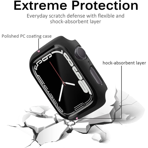 Étui 40&nbsp;mm pour Apple Watch Series 6 5 4/se, protecteur avant intégral TPU souple antichoc pour iWatch, noir