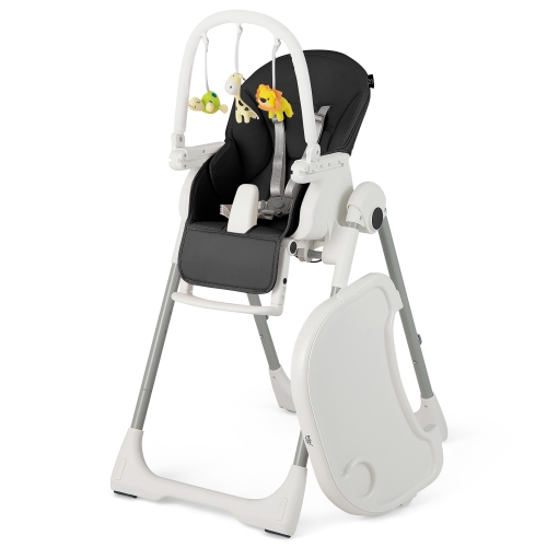 COSTWAY Babyjoy Foldable Baby High Chair W/ 7 Adjustable Heights & Free Toys Bar for Fun