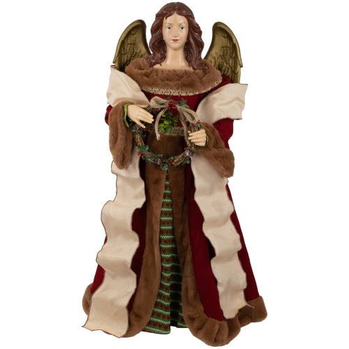 Angel with Wings Commercial Size Christmas Tree Topper - 3' - Brown and Red - Unlit