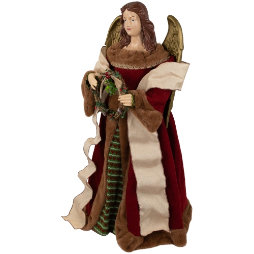 Angel with Wings Commercial Size Christmas Tree Topper - 3' - Brown and Red - Unlit