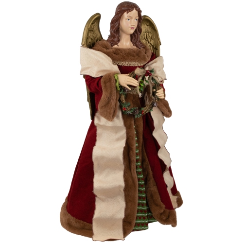 Angel with Wings Commercial Size Christmas Tree Topper - 3' - Brown and Red - Unlit