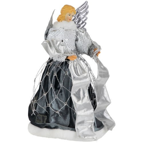 Sequined Angel with Wings Christmas Tree Topper Unlit - 12"