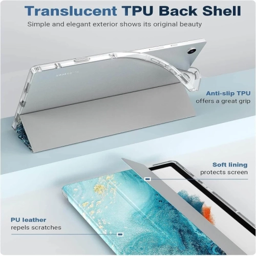 Galaxy Tab A8 Case 2021/2022 10.5 Inch SM-X200/SM-X205 - Slim TPU Translucent Frosted Back Cover with Auto Wake/Sleep Feature for Samsung A8 Tablet -