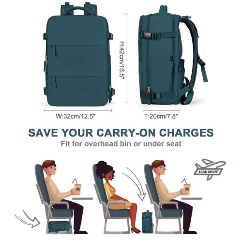 Large Travel Backpack for Men -Women - Waterproof Outdoor Sports Rucksack with USB Charging Port, Fits 15.6 Inch Laptop, Shoes Compartment - Ideal