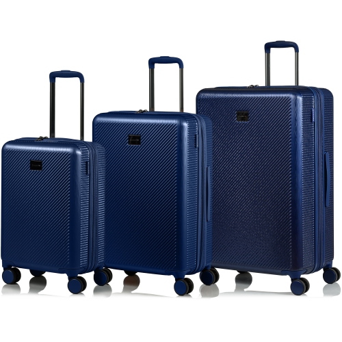 CHAMPS Luggage Iconic II Collection 3-Piece Hard Side 8-Wheeled Expandable Luggage Set - Navy