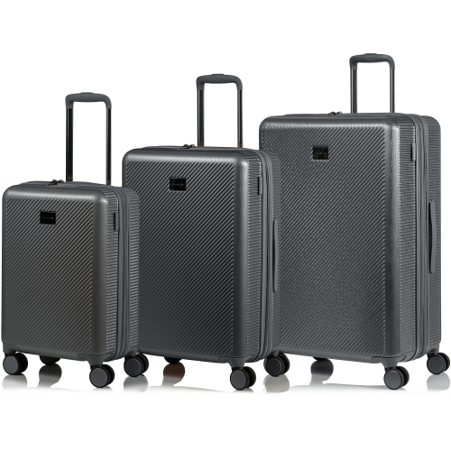 CHAMPS Luggage Iconic II Collection 3-Piece Hard Side 8-Wheeled Expandable Luggage Set - Silver