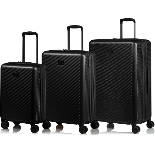 CHAMPS Luggage Iconic II Collection 3-Piece Hard Side 8-Wheeled Expandable Luggage Set - Black