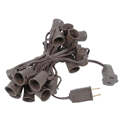 NOVELTY LIGHTS LLC  Novelty Lights C9 Light Stringer \w 25 Sockets- Indoor/outdoor Stringer for Christmas, Wedding Decor, Patios, & More - C9/e17