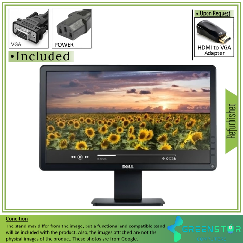 Refurbished(Good) - Dell E Series E1914H 18.5" Widescreen 1366 x 768 HD LED Backlit LCD TN Monitor
