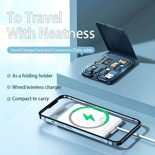 9-in-1 Wireless Charger & Phone Cable Holder Stand - Fast Multi-Functional Adapter with Needle & SIM Card Storage - Urban Survival for iPhone 16, 15,