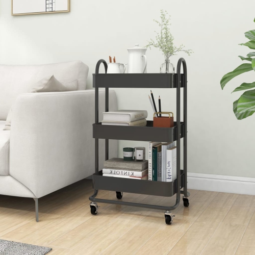 vidaXL 3-Tier Trolley Anthracite 43x34x79 cm Steel
