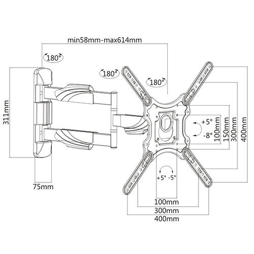ProTech FL-505 23-55" Articulating Wall Mount