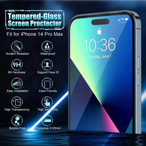 iPhone 15 6.1'' Tempered Glass Screen Protector, Anti-Scratch, Transparent HD Clear Film