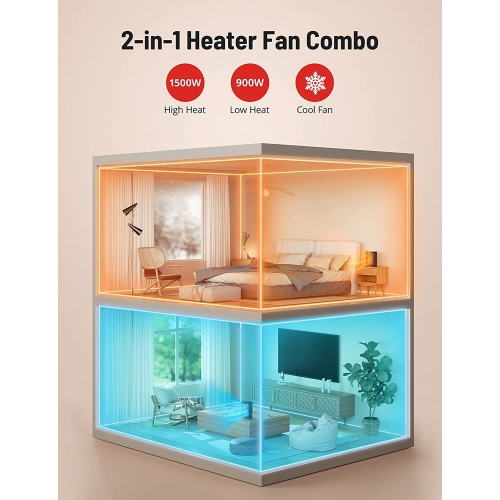 1500W Space Heater with 70° Oscillation, 12-Hour Timer, 3 Modes, Thermostat, Tip-Over Protection, and 24-Hour Auto-Off feature. A Quiet Ceramic Heater