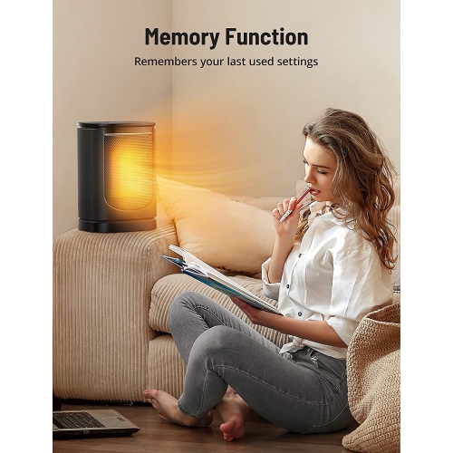 1500W Space Heater with 70° Oscillation, 12-Hour Timer, 3 Modes, Thermostat, Tip-Over Protection, and 24-Hour Auto-Off feature. A Quiet Ceramic Heater