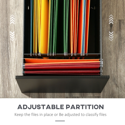 Vinsetto Vertical Filing Cabinet with 2 Drawers, Lock and Wheels, Under Desk Mobile File Cabinet for Legal, A4, Letter Size, Steel Frame for Home