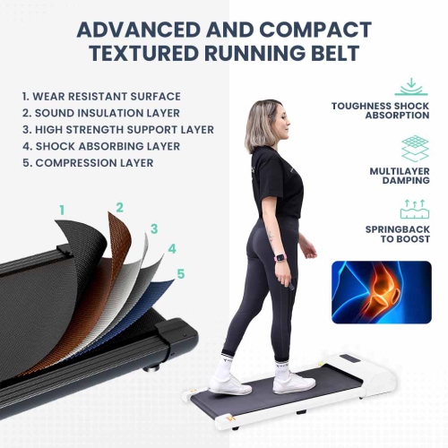 Tapis de marche MotionGrey pour la maison - Tapis d'entraînement électrique mince et portatif sous le bureau pour entraînement cardiovasculaire à la