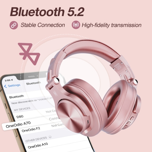 OneOdio Wireless Bluetooth Over Ear Headphones for Women and Girls-A70 Rose Gold