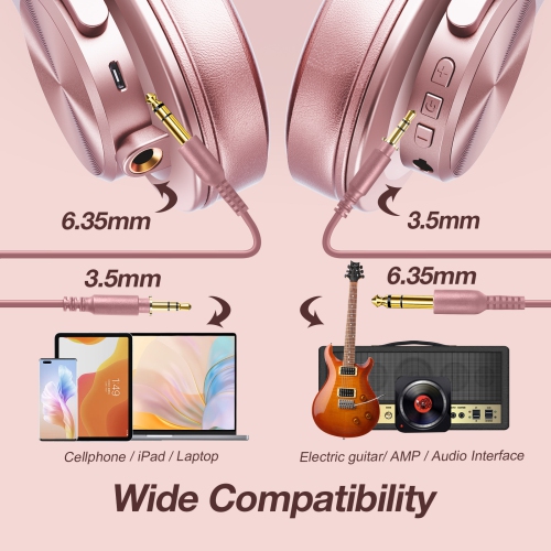 OneOdio Wireless Bluetooth Over Ear Headphones for Women and Girls-A70 Rose Gold
