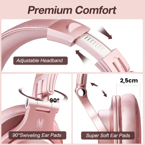 OneOdio Wireless Bluetooth Over Ear Headphones for Women and Girls-A70 Rose Gold