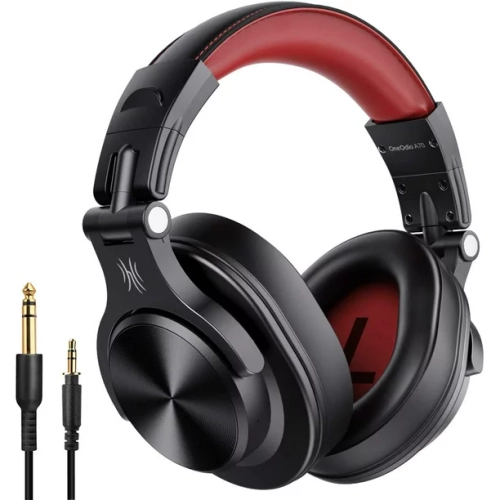 OneOdio Bluetooth Over-Ear Headphones with Mic | Wireless & Corded Dual-Mode Headphones -A70 Red