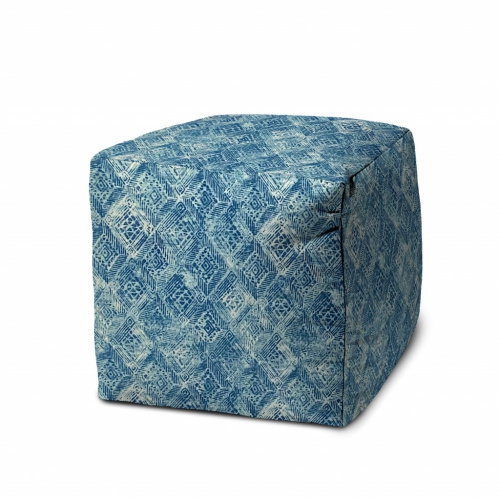 17" Blue Polyester Cube Indoor Outdoor Pouf Ottoman Best Buy Canada
