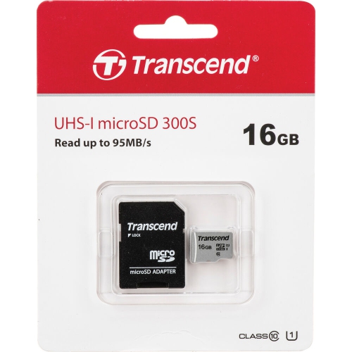 20x Transcend 16GB 300s 95MB/s Class 10 Micro SDHC Memory Card with SD Adapter