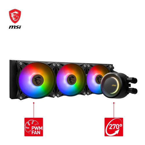 MSI MAG CORELIQUID E360, AIO Liquid CPU Cooler, LGA 1851, 360mm Radiator, Triple 120mm PWM Fans, ARGB