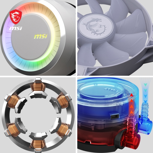 MSI MAG CORELIQUID E360 WHITE, AIO Liquid CPU Cooler, LGA 1851, 360mm Radiator, Triple 120mm PWM Fans, ARGB