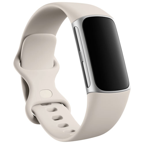 Moniteur activité Charge 6 de Fitbit avec GPS, fréquence cardiaque et sommeil - Argenté/Porcelaine