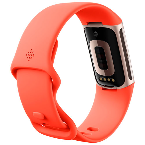 Moniteur activité Charge 6 de Fitbit avec GPS, fréquence cardiaque et sommeil - Corail/Doré