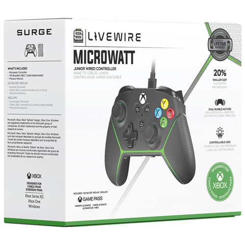Manette Livewire Microwatt de Surge pour Xbox Series X|S/Xbox One - Noir