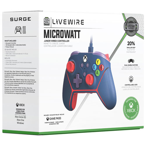 Manette Livewire Microwatt de Surge pour Xbox Series X|S/Xbox One - Bleu