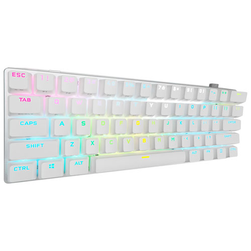 Clavier de jeu mécanique rétroéclairé Bluetooth Cherry Red K70 Pro Mini de Corsair - Blanc