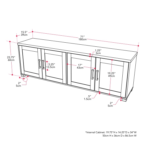 CorLiving TV Stand with Doors, TVs up to 85"