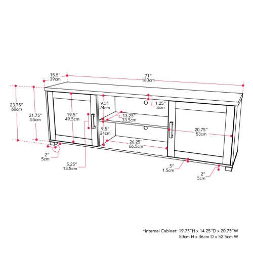 CorLiving TV Stand with Doors, TVs up to 85"